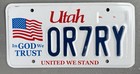 NOS UT In God We Trust License Plate Utah United We Stand Flag Lic — photo 1