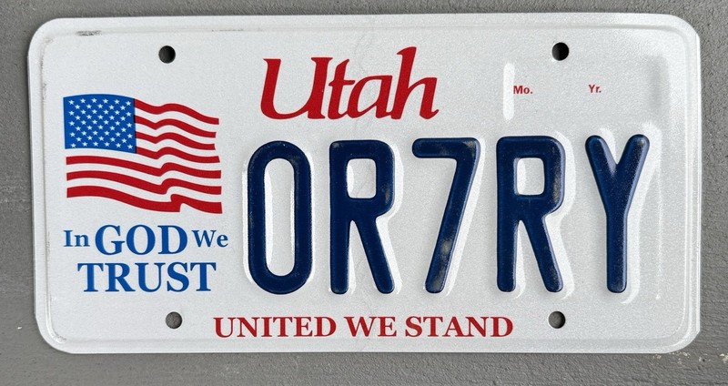 NOS UT In God We Trust License Plate Utah United We Stand Flag Lic