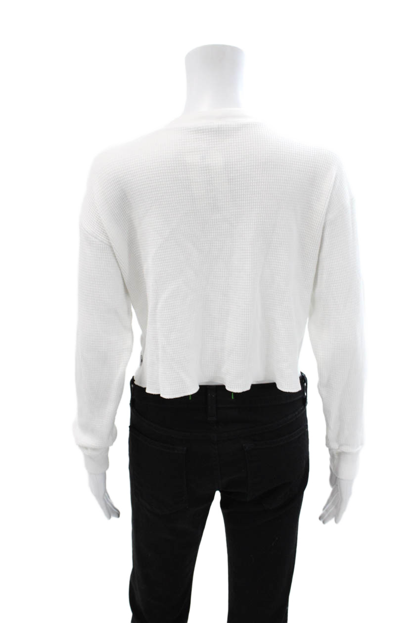 TNA Womens Cropped Basic Button-Up White Long Sle… - image 3