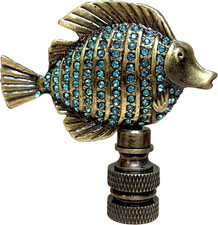 Sea Life Lamp Finial Emerald Fish Antique Brass Replacement Finial for Table