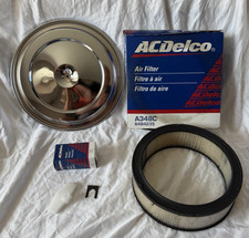 76-81 Chrome Corvette Air Cleaner Lid Cover Ac Delco Filters 3 Piece Kit New