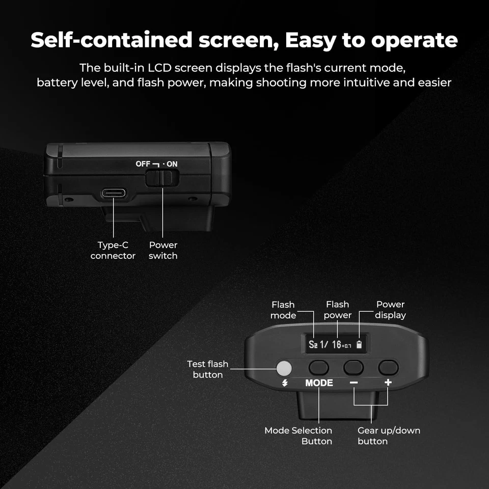 K&F Concept Camera Flash Light, Mini Camera Speedlite GN12/5600K 2000mAh Battery - Image 2 of 4