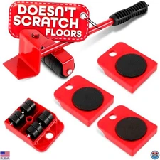 Heavy-Duty Furniture Movers with Wheels - Lifter Tool Set for Tile & Hardwood,