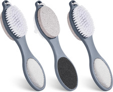 3 Pcs 4 in 1 Foot Brush for Use in Shower with Pumice Stone, Foot Rasp and Sandp