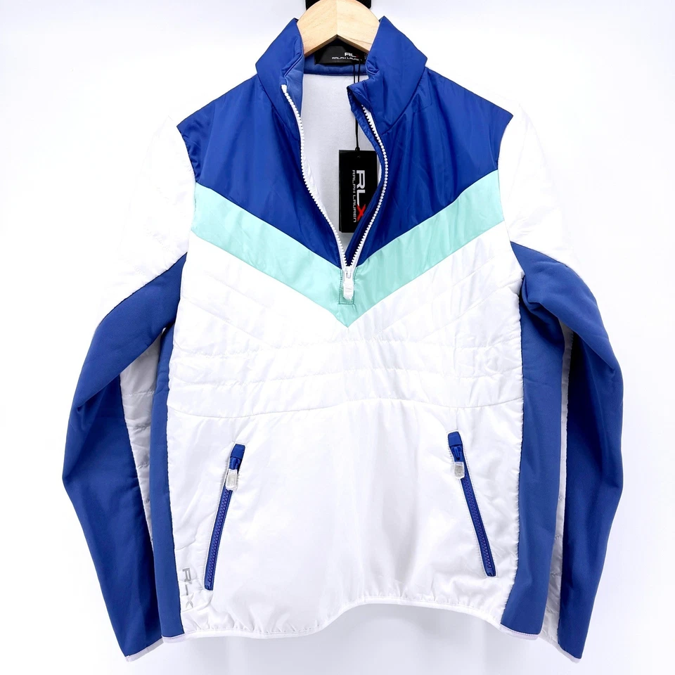 Chaqueta Pullover de Golf RLX Ralph Lauren Para Mujer Blanco Azul Cuarto Cremallera Nueva con Etiquetas Foto 3 de 4