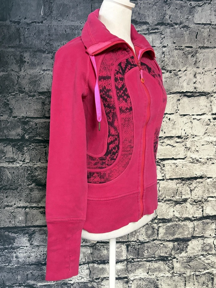 Lululemon Sudadera con Capucha de Buceo para Mujer 4 Rosa Cremallera Completa Chaqueta Polar Agujeros para los Pulgares Foto 2 de 4
