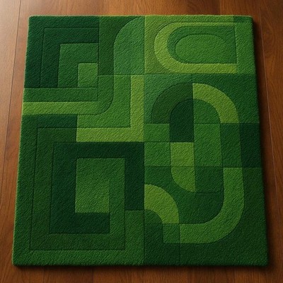 Modern Green Golf Course- wool Hand Tufted Rug For Bedroom, Living Room, Dining