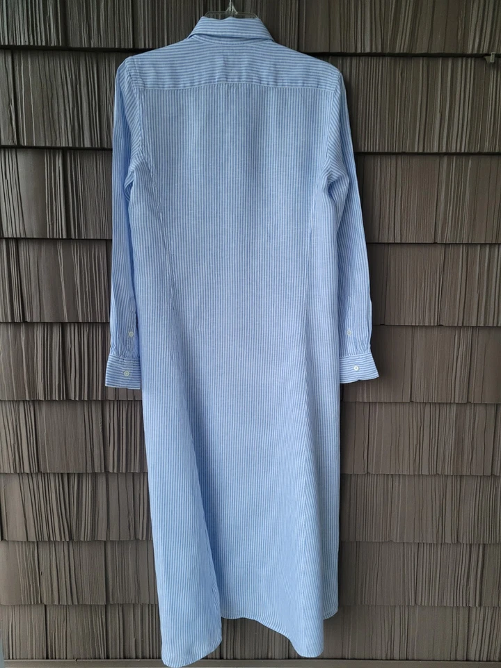 Polo Ralph Lauren Shirt Dress Womens Size 6 Blue Striped Long Sleeve Button Up - Image 4 of 4