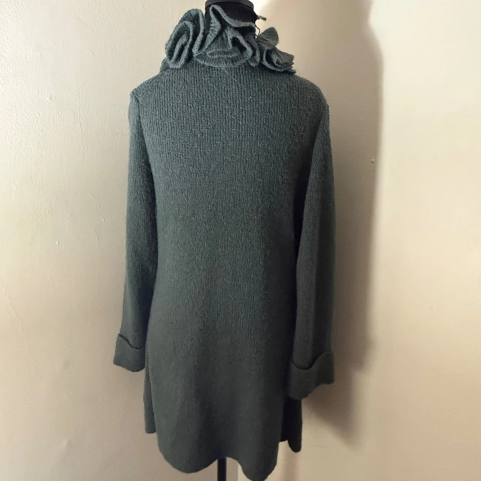 Cárdigan suéter tejido verde pequeño mezcla de lana de alpaca Soft Surroundings para mujer Foto 4 de 4