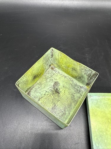 Dragonfly Green Metal Square Trinket Box Lid 3.75" 3D Texture - Bild 3 von 13