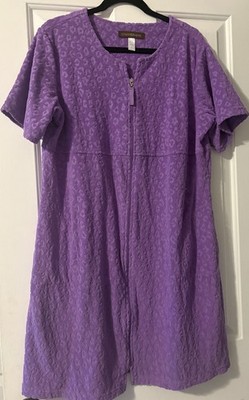 Stan Herman women s zip-front lounger dress house dress hybrid Purple Large