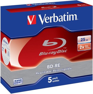 Verbatim Blu-Ray Disc BD-RE SL 2X 25GB 5er JC 5 Stück