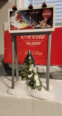 Dept. 56 Snow Village 1994 Coca-Cola Billboard #54810 Santa Enjoying A Coke