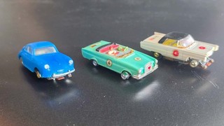 Faller AMS / AFX 4 x H0 Slotcar Konvolut (Porsche 356 Mercedes 220 SE US Straß