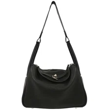 Hermes Black Taurillon Clemence Lindy 30 Shoulder Bag X CT 002 MC 125071