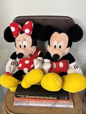 Disney Authentic 15" Plush Soft Mickey Minnie Mouse Stuffed Dolls Pre-Owned VTG