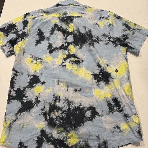 Volcom Shirt Men L Saturate Tie Dye Button Up Short Sleeve Surf Style - Picture 4 of 10