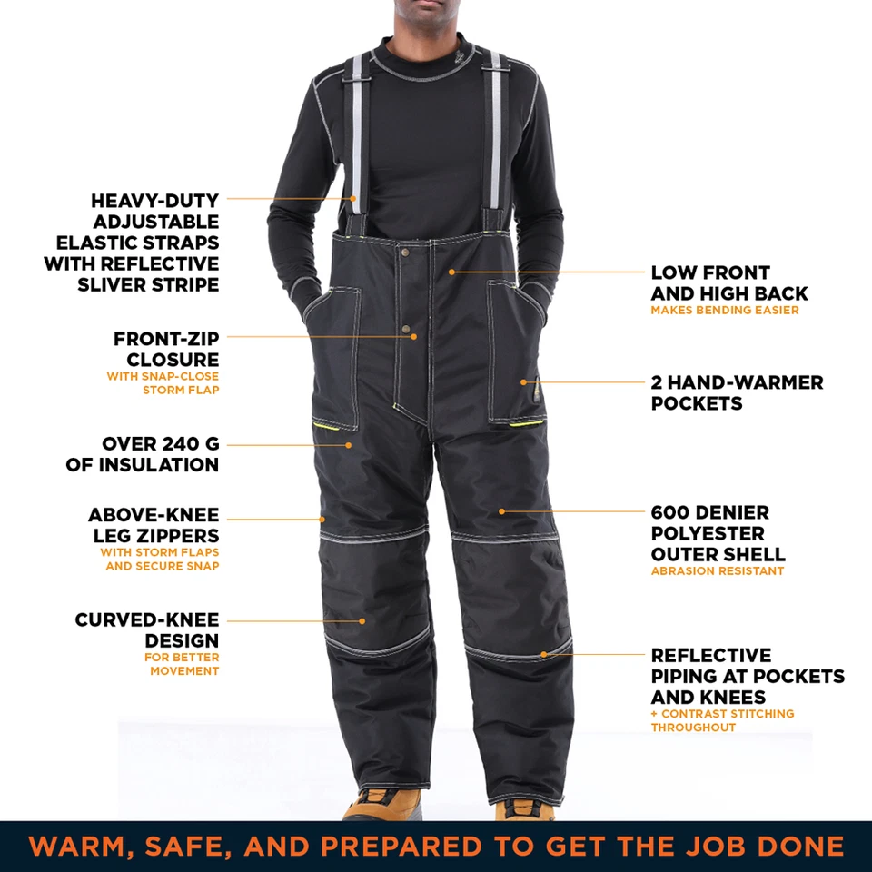 Mono con tirantes bajos impermeable ErgoForce RefrigiWear para hombre - duradero, aislante, Foto 3 de 4