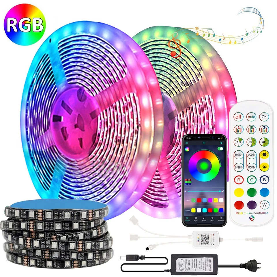 LED Strip Lights 5050 RGB Waterproof IP65 App Bluetooth Music Controller
