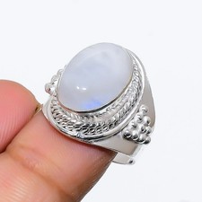 Rainbow Moonstone Gemstone 925 Sterling Silver Jewelry All Size Ring For Gift
