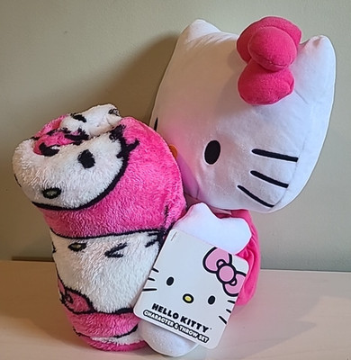 Hello Kitty Plush Doll Character And Blanket Throw Set Sanrio New