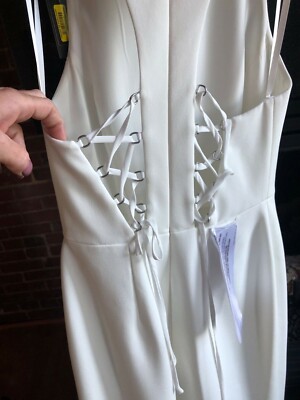 BCBG Sleeveless Racerback Gown, White 0 BCBG Sleeveless Racerback Gown, White 0
