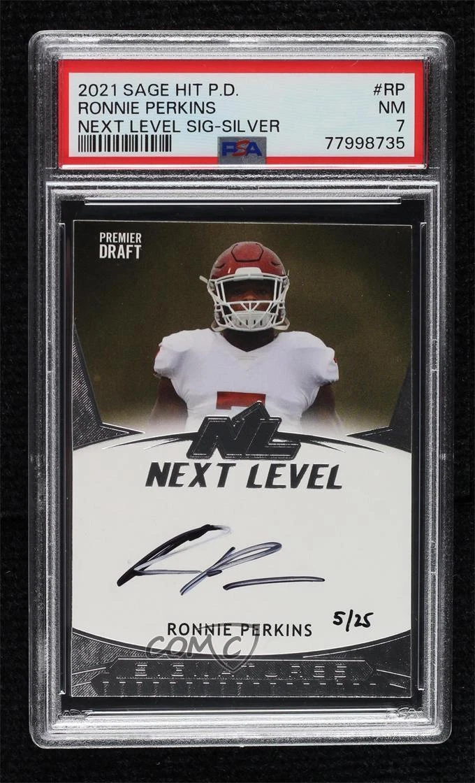 Ronnie Perkins Sage Hit Premier Draft Next Level Signatures #RP Silver