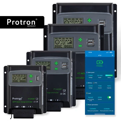 Protron MPPT BT LCD Solar Laderegler für Solarpanel 12V 24V 10A 20A 30A 40A APP
