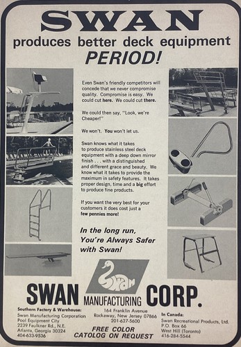 Swimming Pool Print Ad Vtg 1968 Rare Swan Manufacturing Rockaway New Jersey