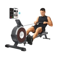 Rowing Machine, MERACH Bluetooth Magnetic Rower Machine with Dual Slide Rail,...