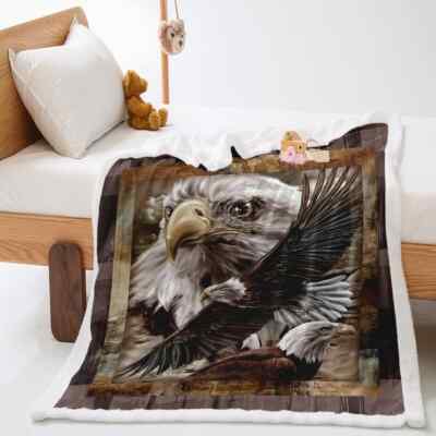 Nature Animal Eagle Eye 3D Warm Plush Fleece Blanket Picnic Sofa Couch