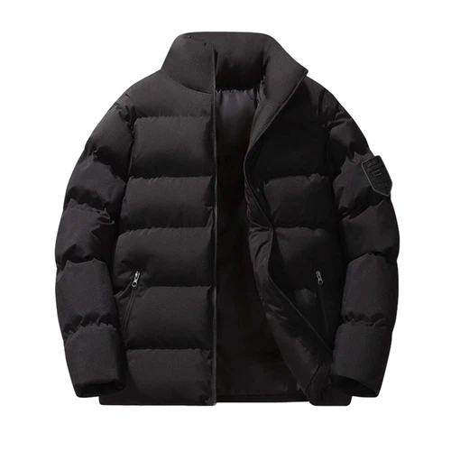 Herren Stehkragen Winter Baumwolle Daunen Puffer Jacke Mantel Reißverschluss Taschen Warm - Bild 5 von 40