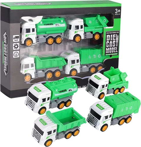4 Stück Kinder Spielzeug Auto Geschenk Rückzug Technik Feuerwehr LKW Sanitärfahrzeug - Bild 22 von 29