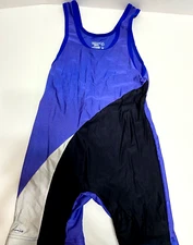 Vintage Matman  Wrestling Singlet Black blue white Size Adult Large made in USA