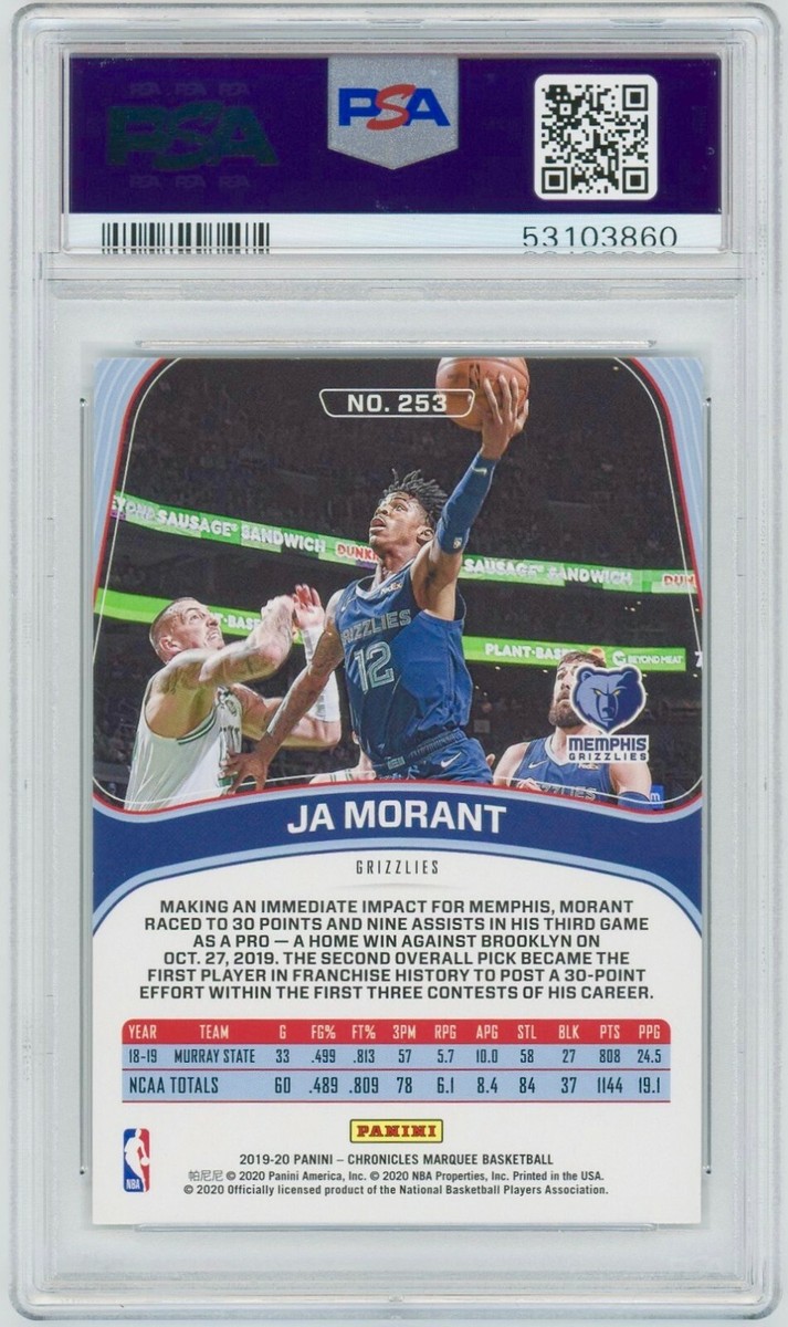 2019-20 Panini Chronicles #253 JA MORANT Marquee Rookie RC