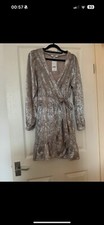Pink Long Sleeve Metallic Wrap Dress Size M RRP£62