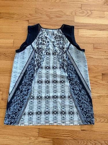 Cabi Blue and White Geometric Patterned Sleeveless Tank Top Size Large - 第 3/7 張圖片
