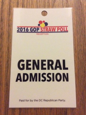 2015 DC Republican Party Presidential Straw Poll Credential Dr. Ben Carson Wins