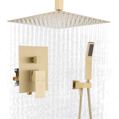 Shower System Rain 12 Inches Brass Shower Faucet Set with Handheld Spray Mixer S