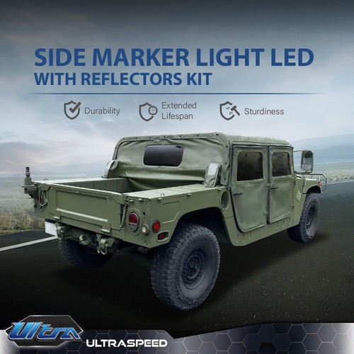 New Fit For Humvee LED Side Marker Light Kit With Reflector / Black - Picture 12 of 12