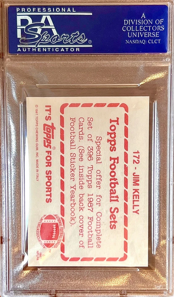 POP 45 PSA 10 RC Jim Kelly 1987 Topps International Rookie Sticker Red Back RARE - Image 4 of 4