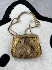 Vintage Antique Leather Snake Brown Italy Women's Shoulder Handbag
