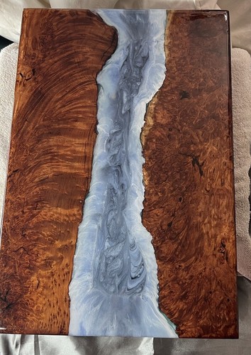 HANDMADE CUSTOM REDWOOD CHARCUTERIE Board Serving Tray Beautiful Inlay TV Tray - Picture 3 of 8