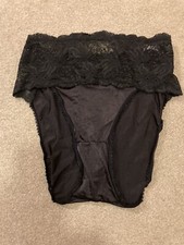 Vintage Henson Kickernick Black Satin Lace High Leg Panty Size 6