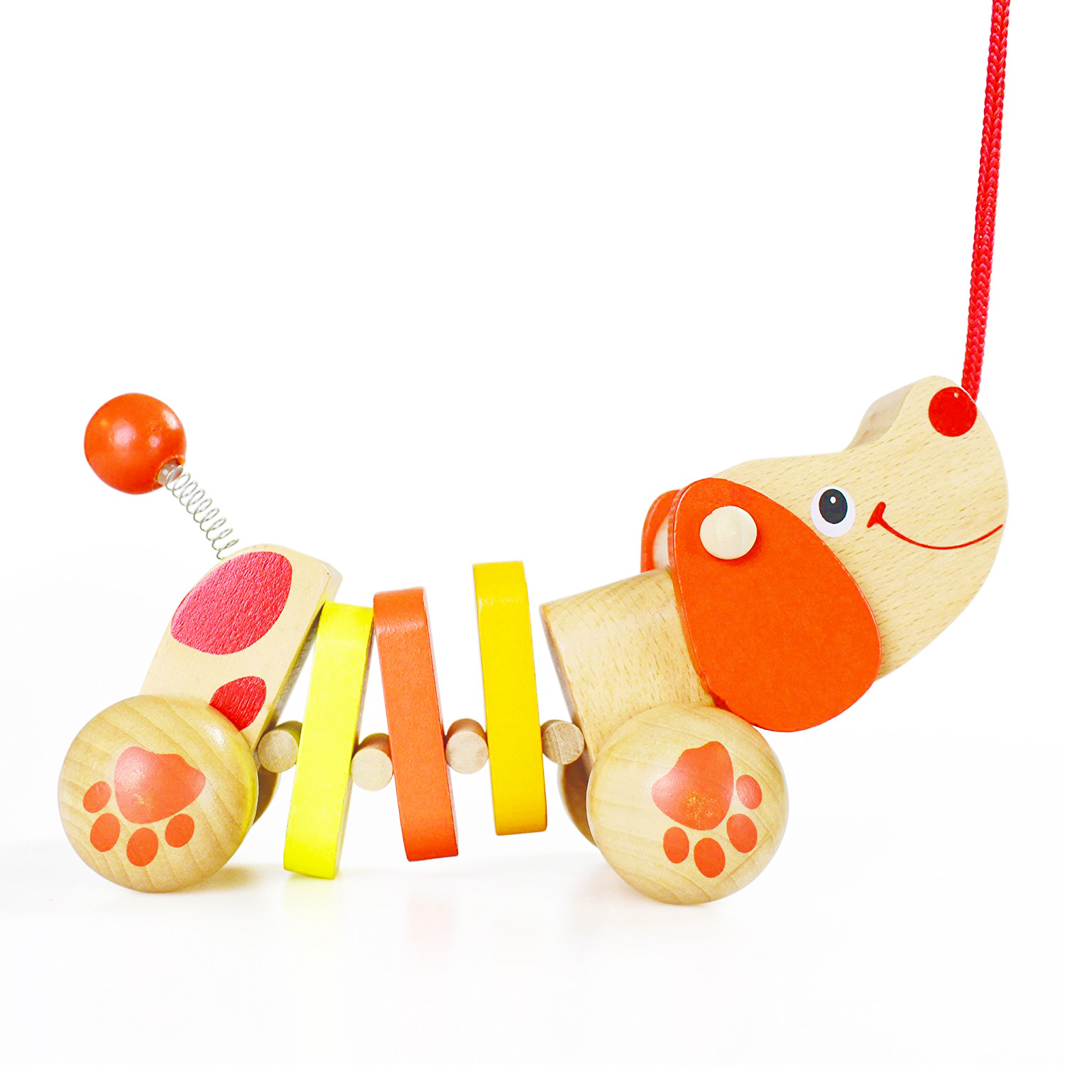 Natural Wood Puppy Dog Pull Toy, Classic Fun for Young Children and