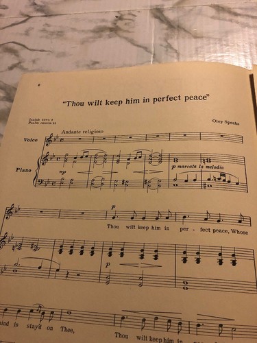 Oley Speaks Thou Wilt Keep Him in Perfect Peace Piano/Organ Medium Voice G Minor - Picture 3 of 4