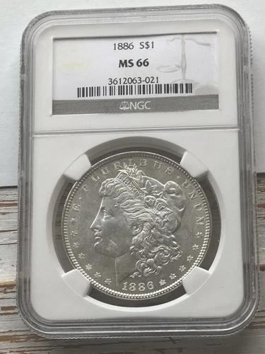 1886 $1 Morgan Silver Dollar-MS 66,NGC Brillant Coin