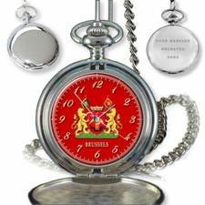 CITY OF BRUSSELS COAT OF ARMS BELGIUM POCKET WATCH BIRTHDAY GIFT ENGRAVING