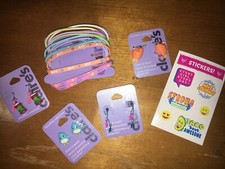 Claire s Jewelry Front/Back Dangle Earrings Bff Bracelet Lot Justice Stickers