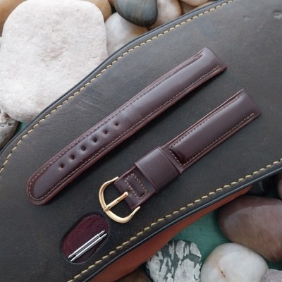 Padded Shell Cordovan Brown 5/8'' Gemex Long Unused nos 1950s Vintage Watch Band